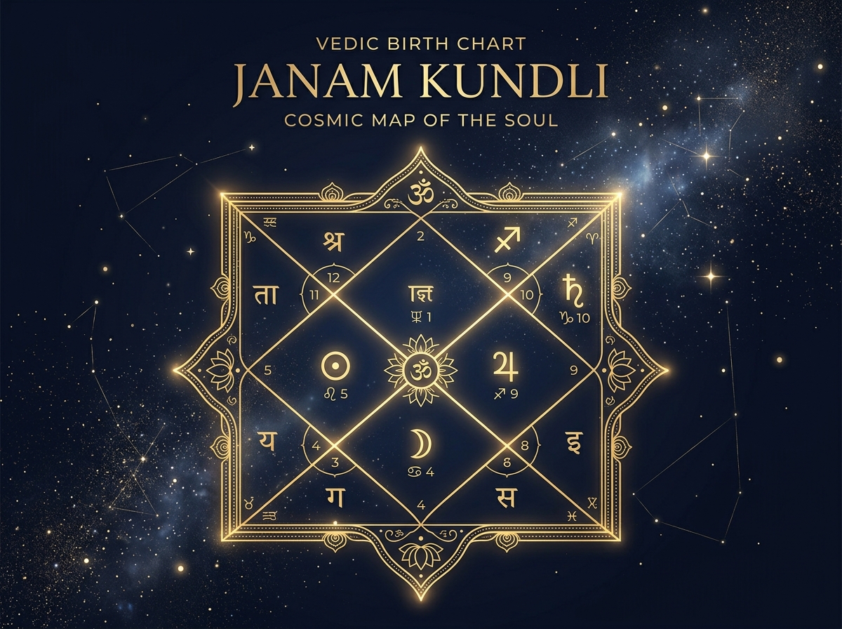 Vedic Janam Kundli North Indian Chart Layout with 12 Houses